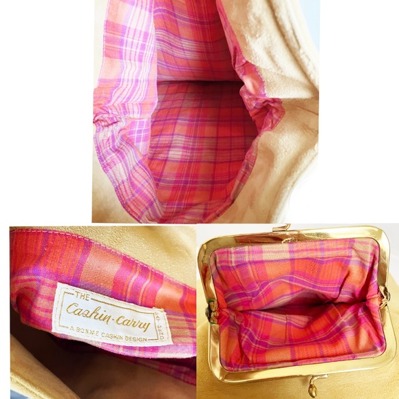 Bonnie Cashin Sling Bag Cashin Carry Suede Leather Kiss Lock Tote Vintage 1960s - Picture 11 of 12